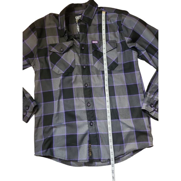 Dixxon Flannel Company The Gift Button Down Mens Medium Skater Grunge Plaid Gray - Picture 7 of 9